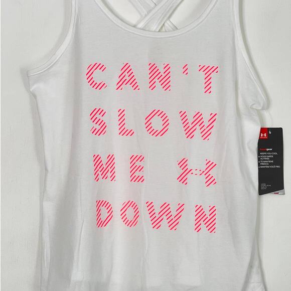Under Armour White Can’t Slow Me Down Racerback Tank Top Size Medium NWT - Picture 3 of 6